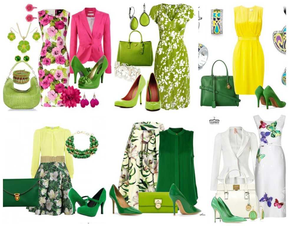 Сочетание белого и зеленого в одежде