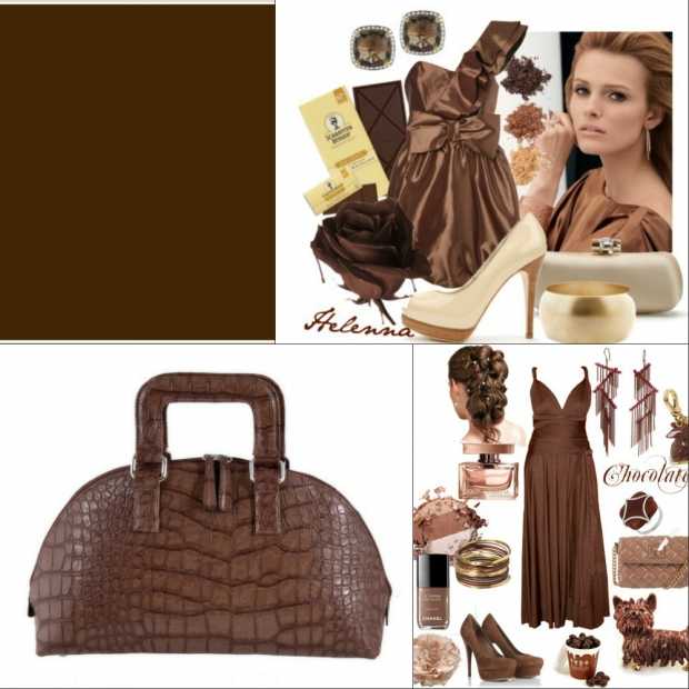 Сочетание шоколадного цвета одежда