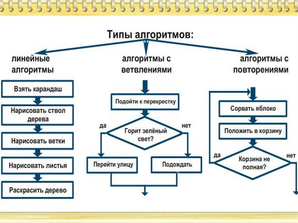 Выберите определенные схемы. Типы алгоритмов в информатике. Типы алгоритмов в информатике 9 класс. Виды алгоритмов в информатике 6 класс. Виды алгоритмов 2 класс Петерсон.