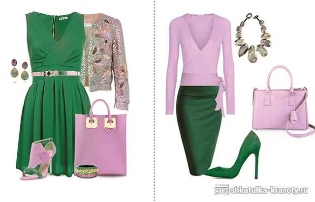 Розовый сочетается с зеленым в одежде фото