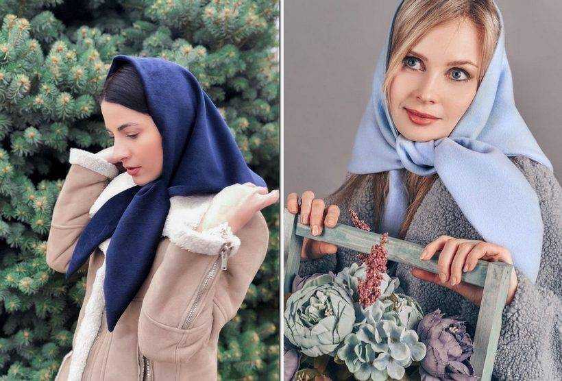 Как завязывать шарф на голову под пальто