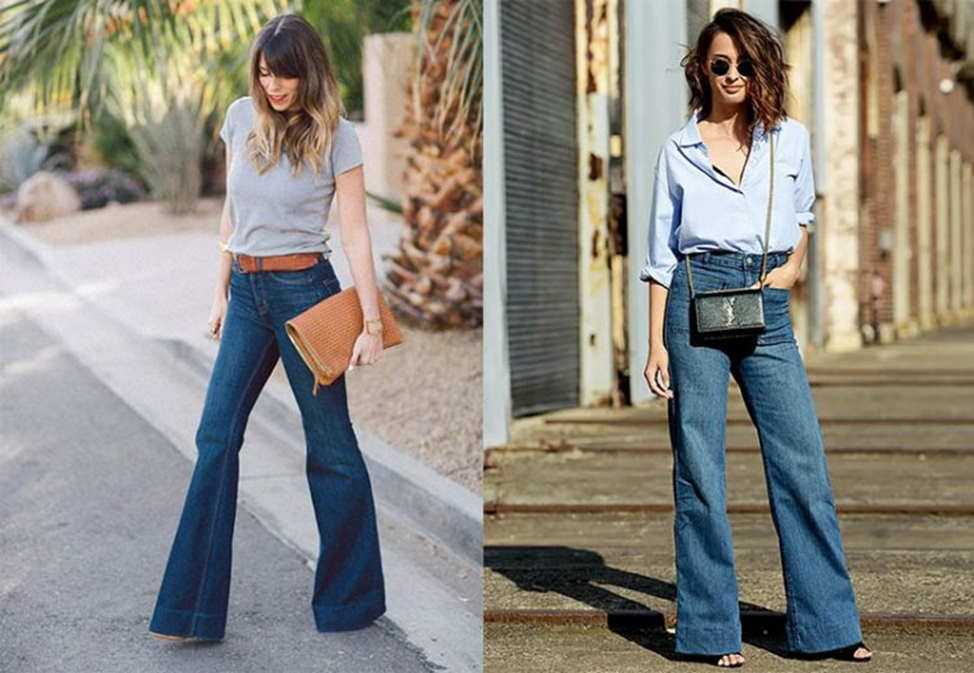 Стильные образы с джинсами клеш